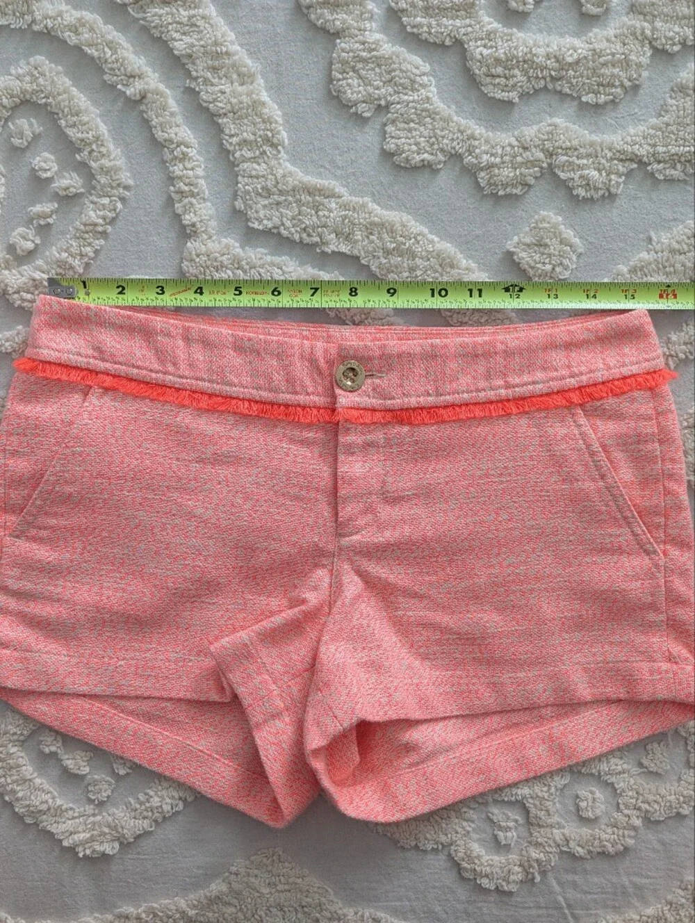 Lilly Pulitzer Walsh Shorts Papaya Orange Tweed Fringe Shorts 4 Old Money Summer